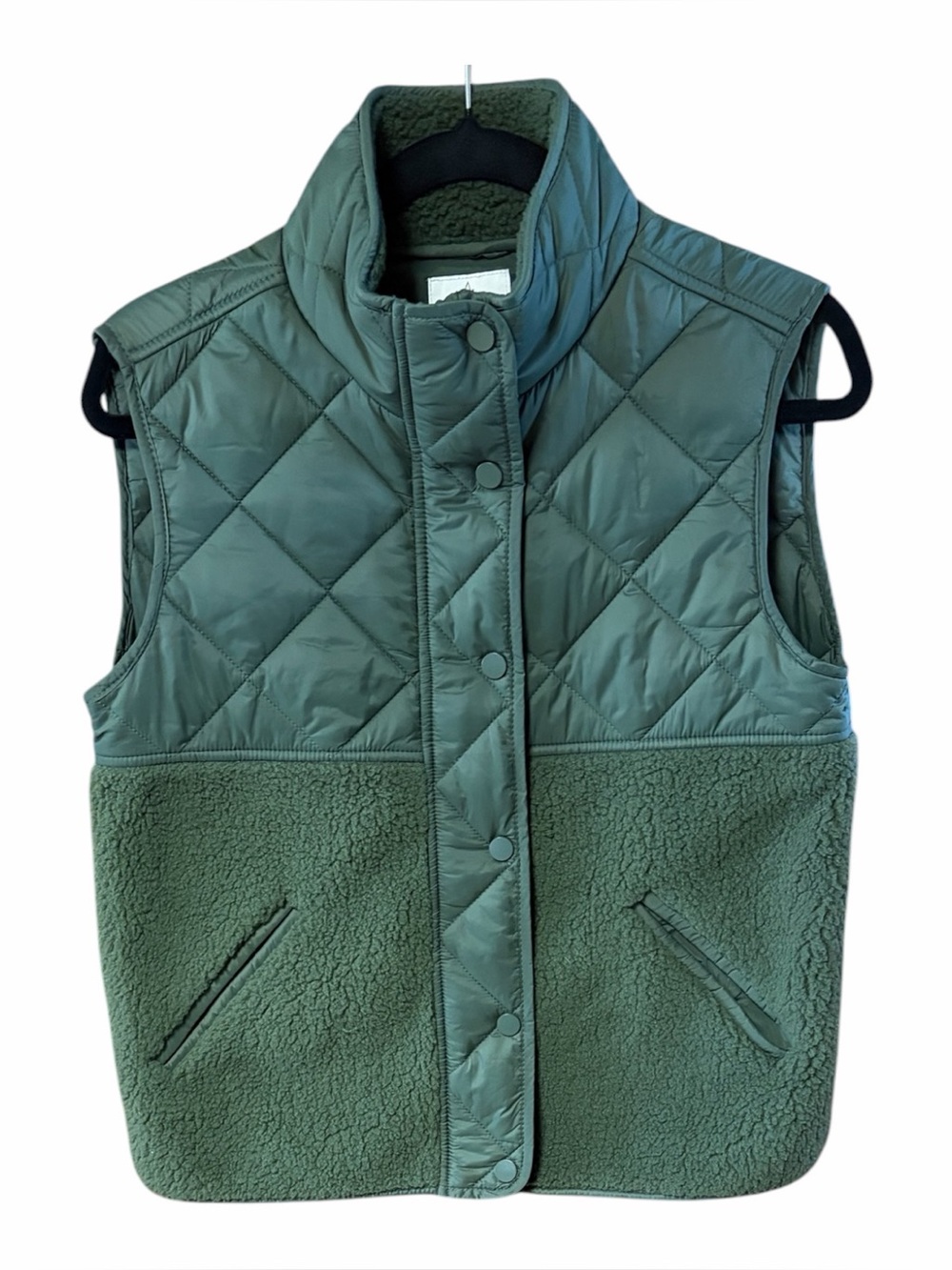 Joie Olive Quilted Fleece Vest